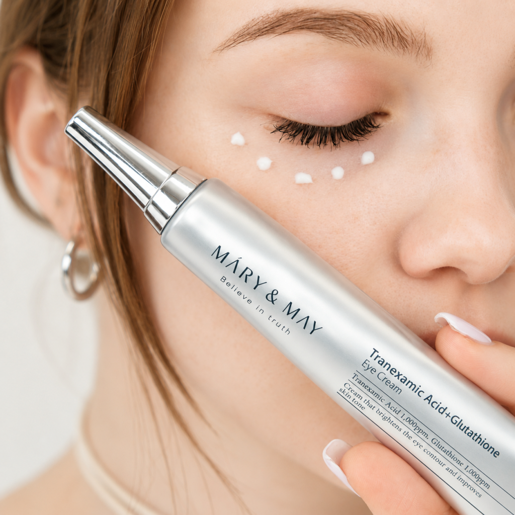 Mary & May Tranexamic Acid + Glutathione Eye Cream চোখের নিচের কালো দাগ দূর করুন Glovelix